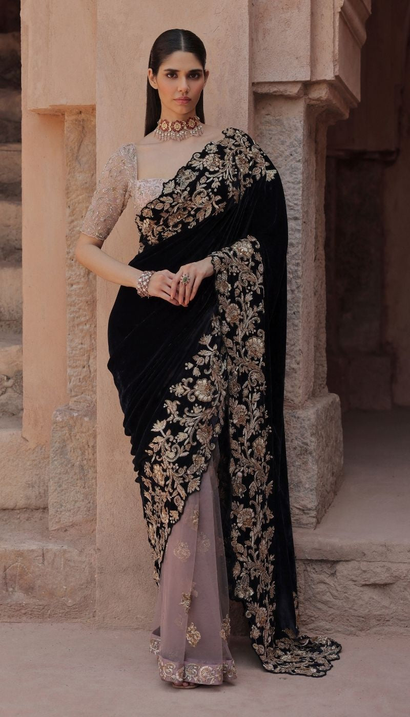 A Black Velvet Saree