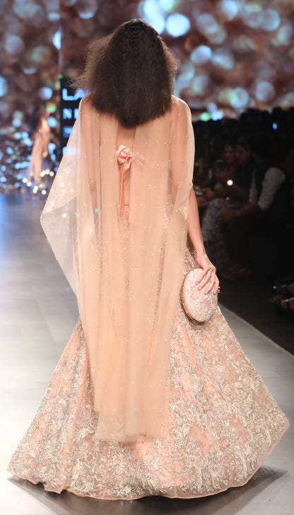 Blush pink lehenga with rose embroidery