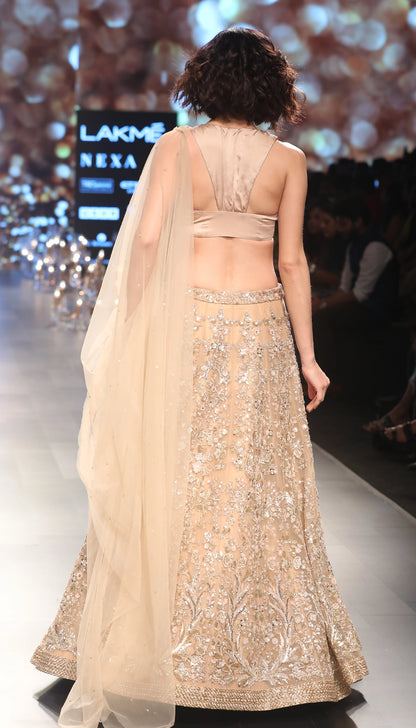 Champagne gold tulle lehenga