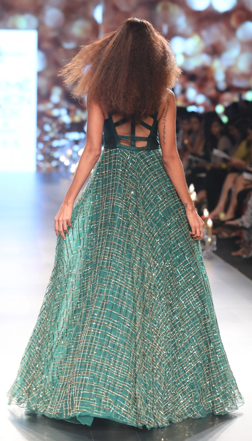 Emerald green evening gown