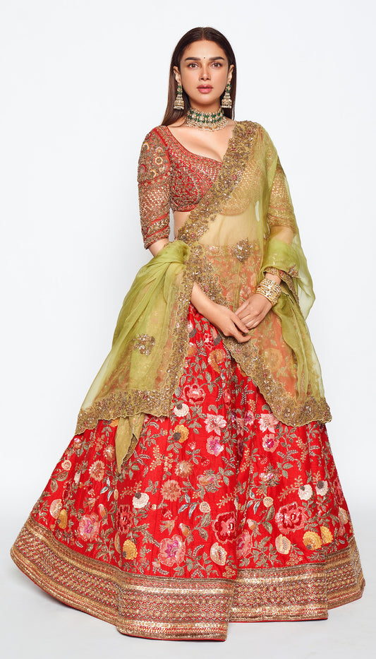 Aditi Rao Hydari in Bageecha Lehenga by Shyamal & Bhumika