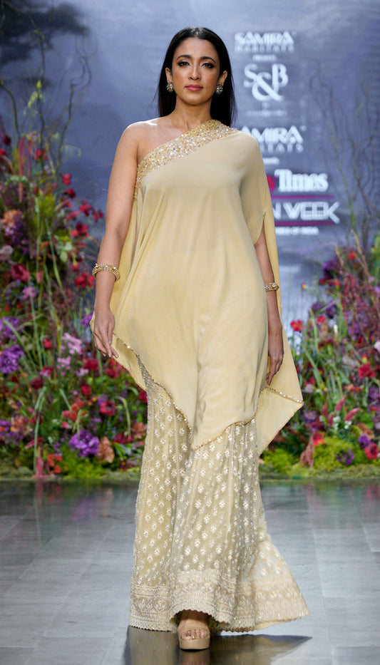 Almond Beige Tulle Sharara