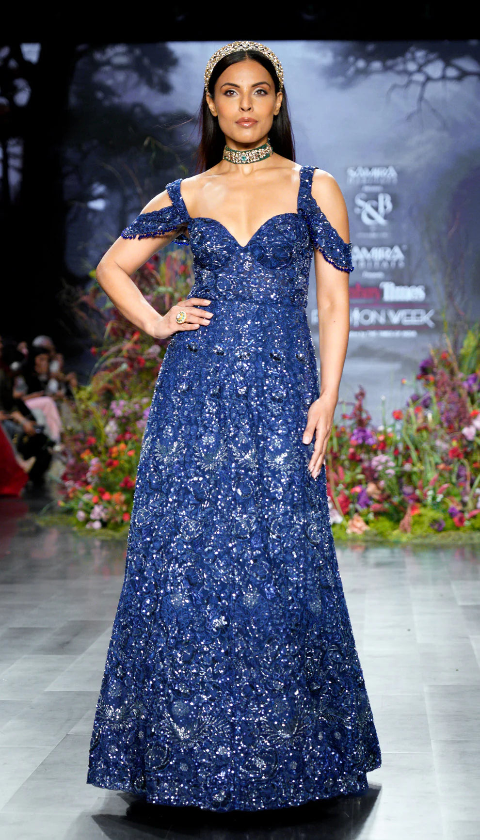 The Starry Night Embroidered Blue Gown - Shyamal & Bhumika The Starry Night Embroidered Blue Gown - Shyamal & Bhumika