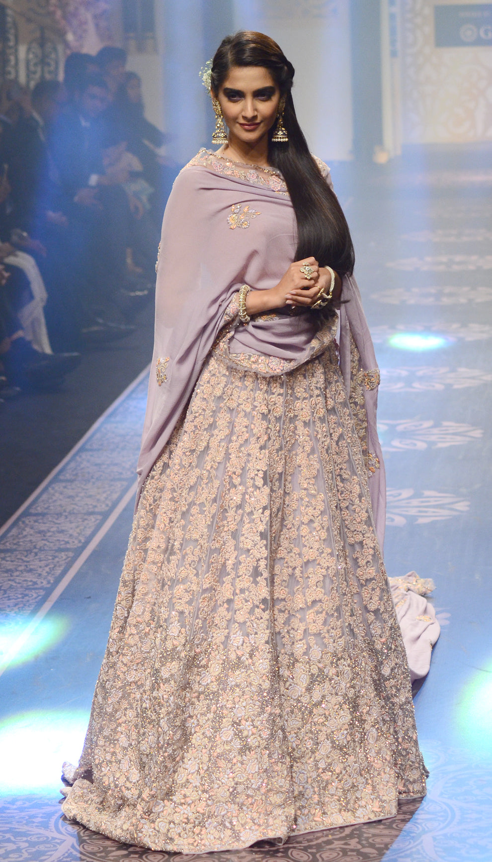 Sonam Kapoor in a Muted Lilac Lehenga by Shyamal & Bhumika