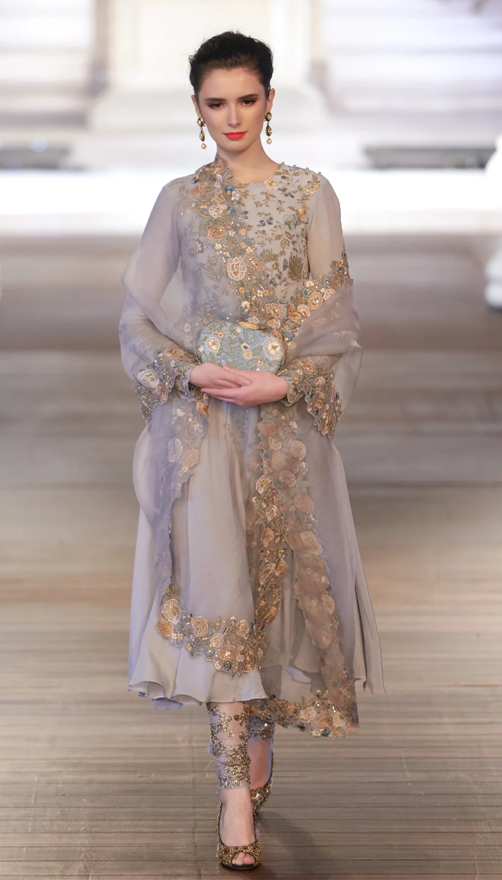 The Muted Grey Crepe Silk Kalidar Dress - Shyamal & Bhumika The Muted Grey Crepe Silk Kalidar Dress - Shyamal & Bhumika