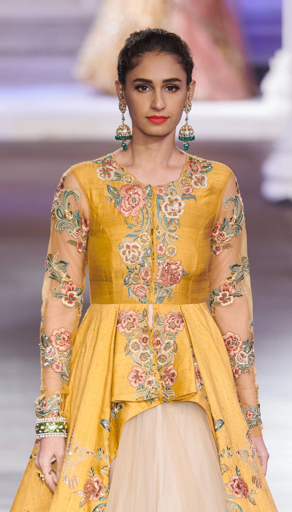 Vintage Ochre Raw Silk Jacket Lehenga