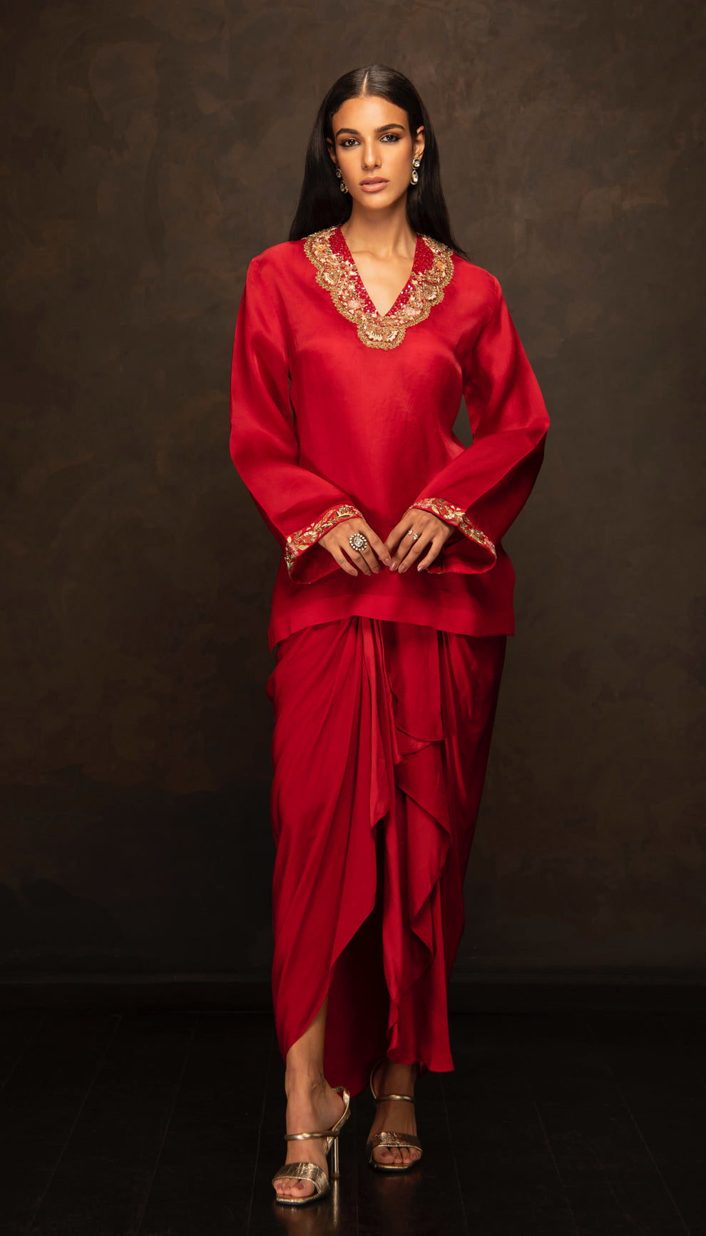 The Rich Red Embroidered Co-ord Set