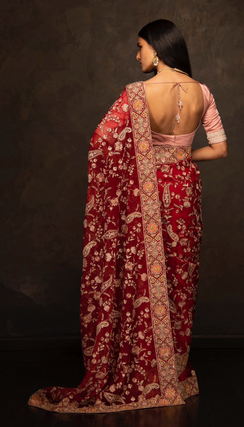 The Red Silk Organza Saree