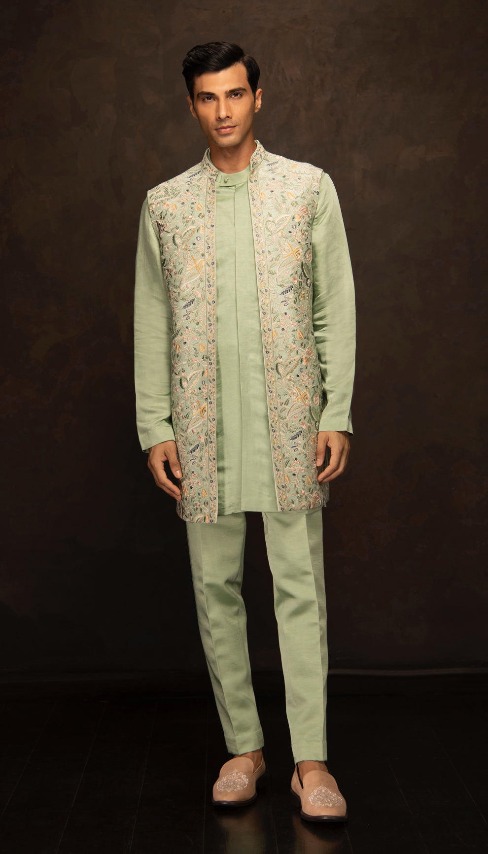 The Mint Green Embroidered Bandi