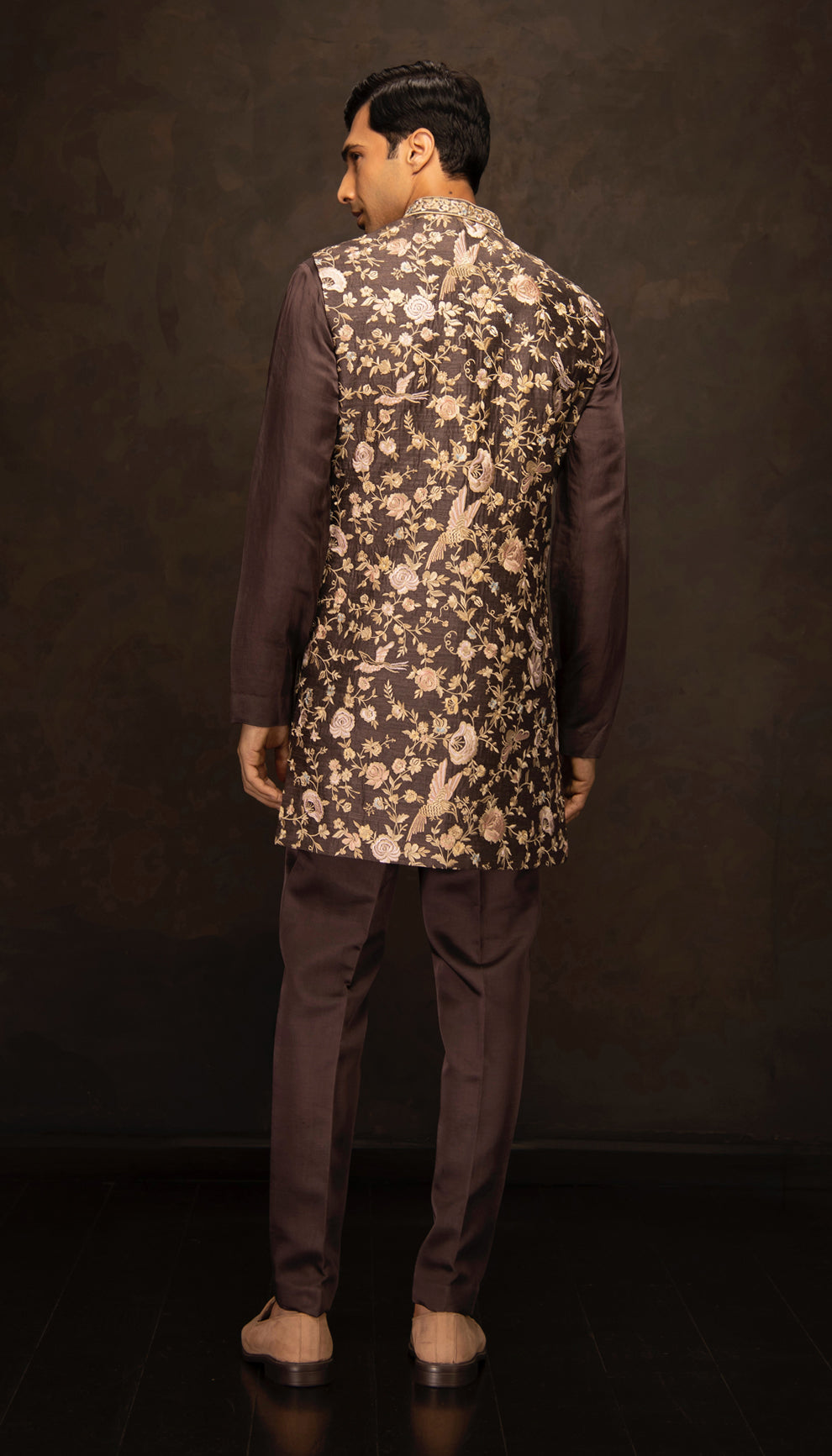 The Brown Resham Embroidered Bandi