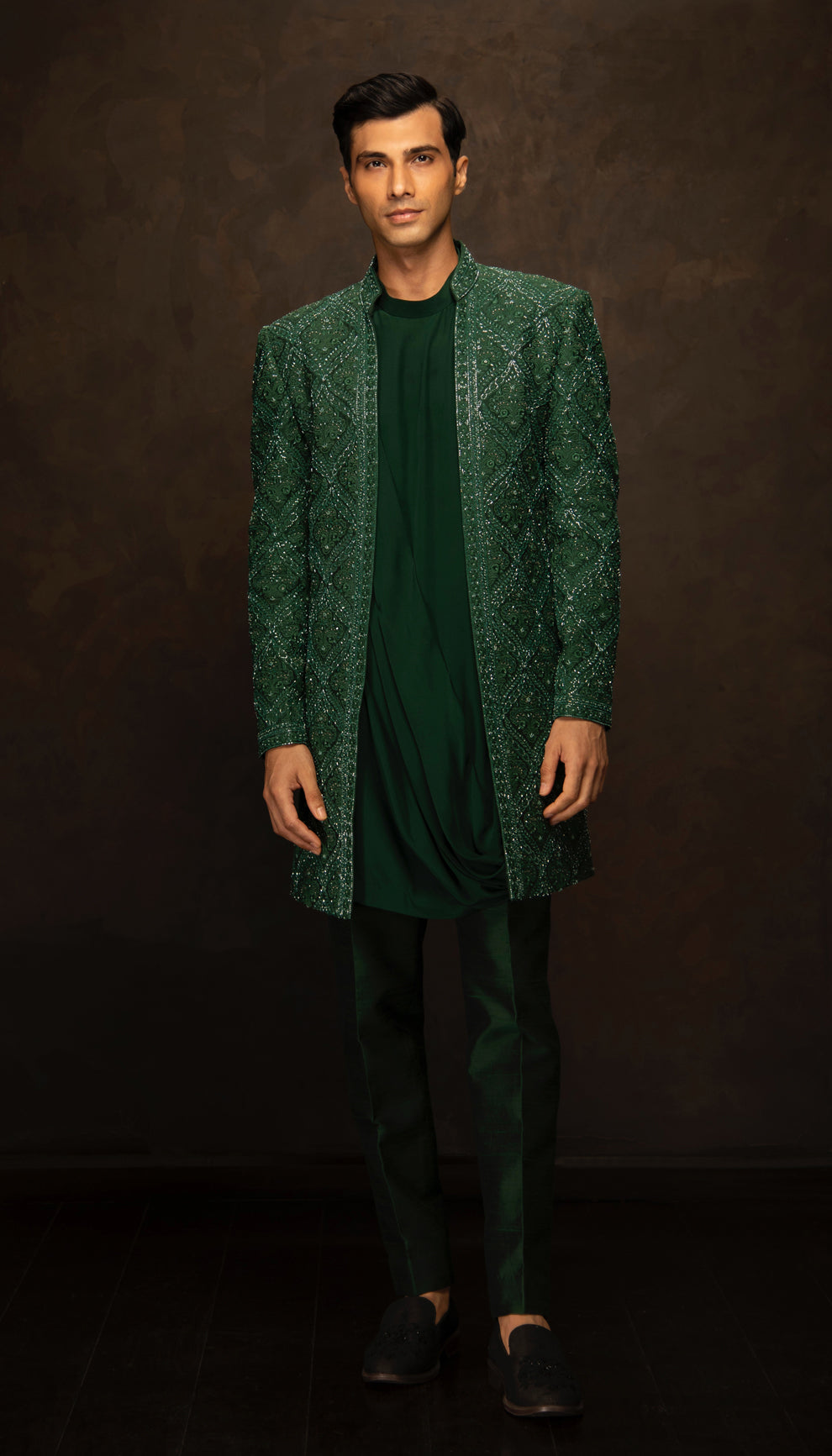 The Forest Green Resham Embroidered Jacket