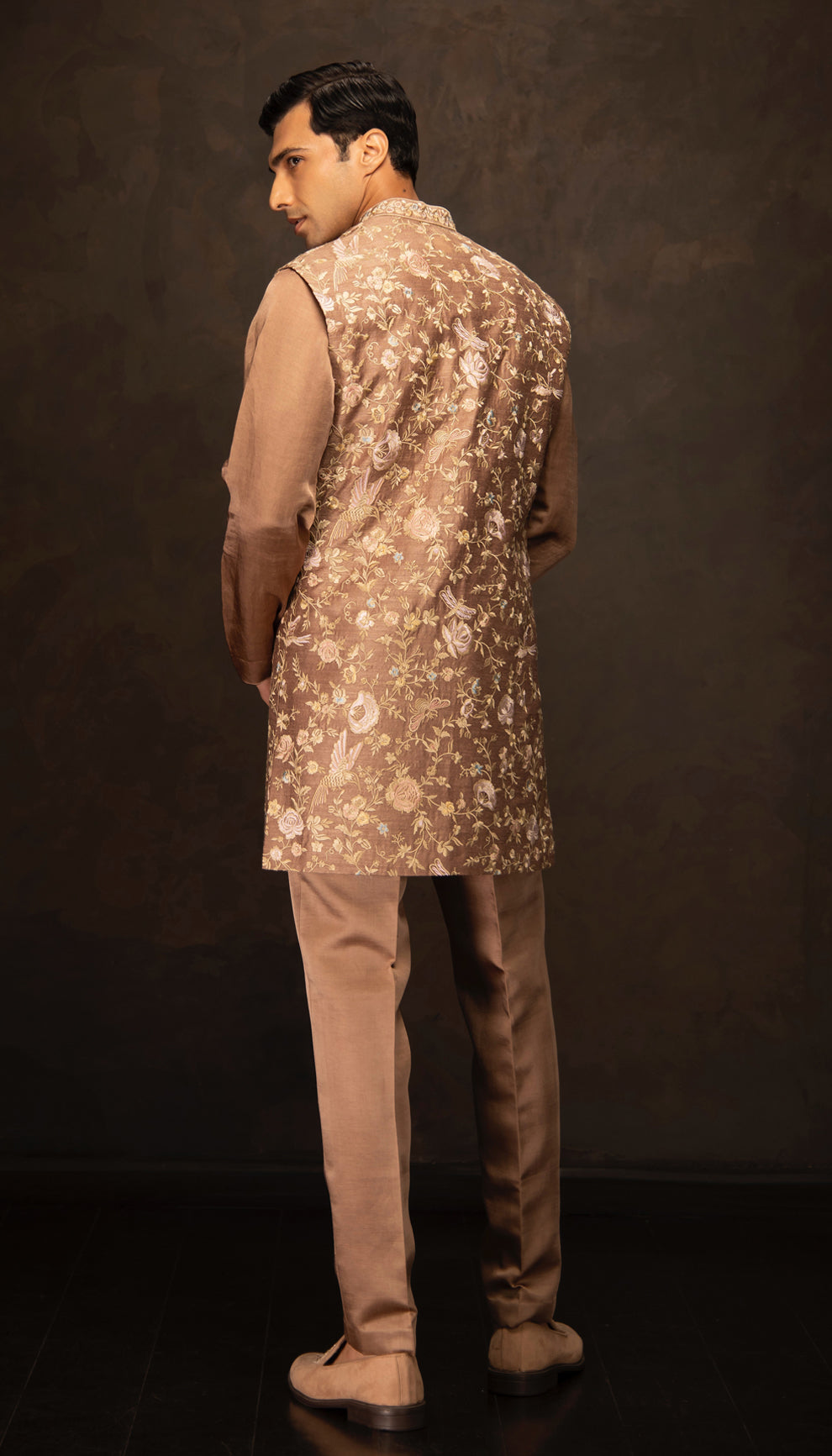 The Light Brown Embroidered Bandi