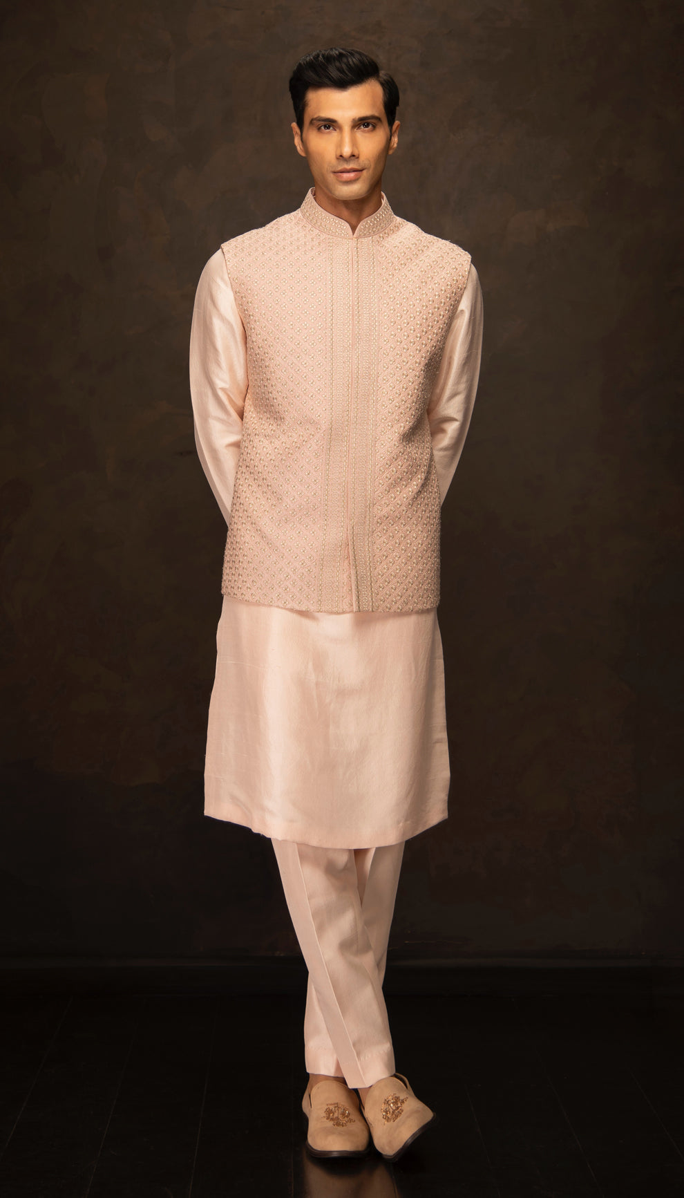 The Blush Pink Embroidered Bandi