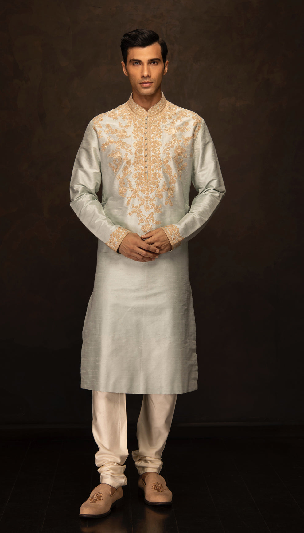 The Ice Blue Embroidered Kurta