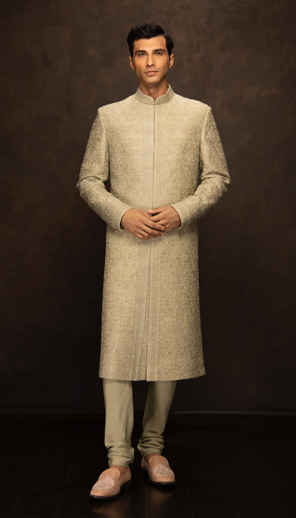 The Fennel Green Embroidered Sherwani
