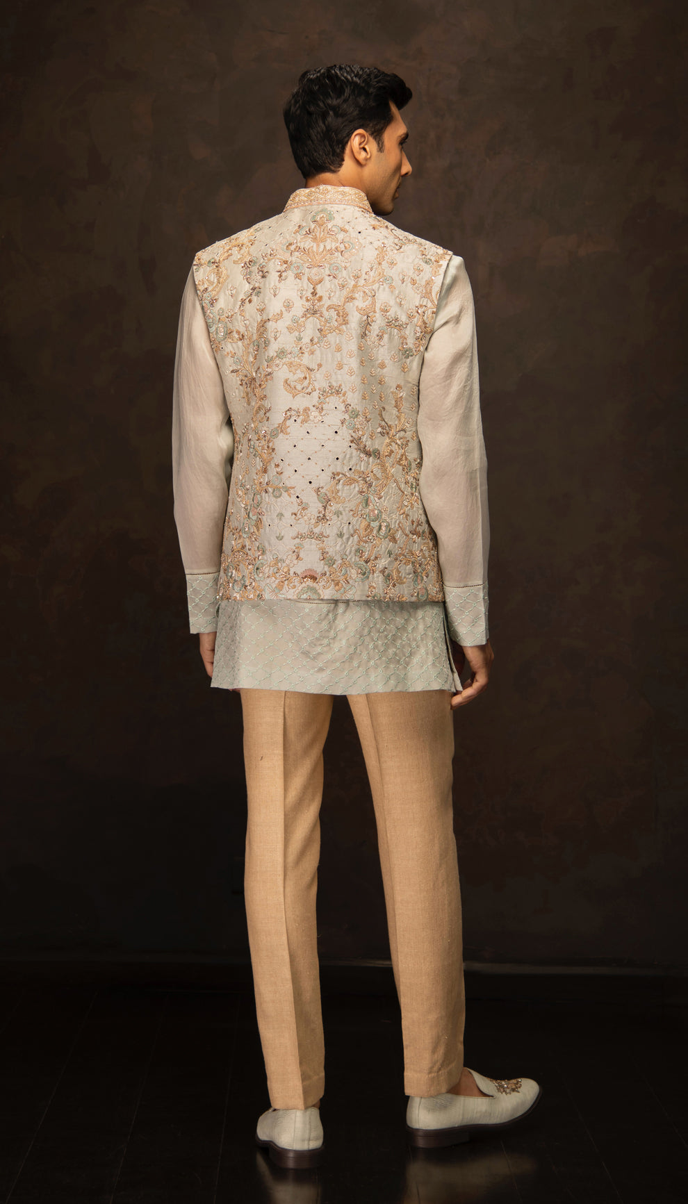 The Ivory Embroidered Raw Silk Bandi