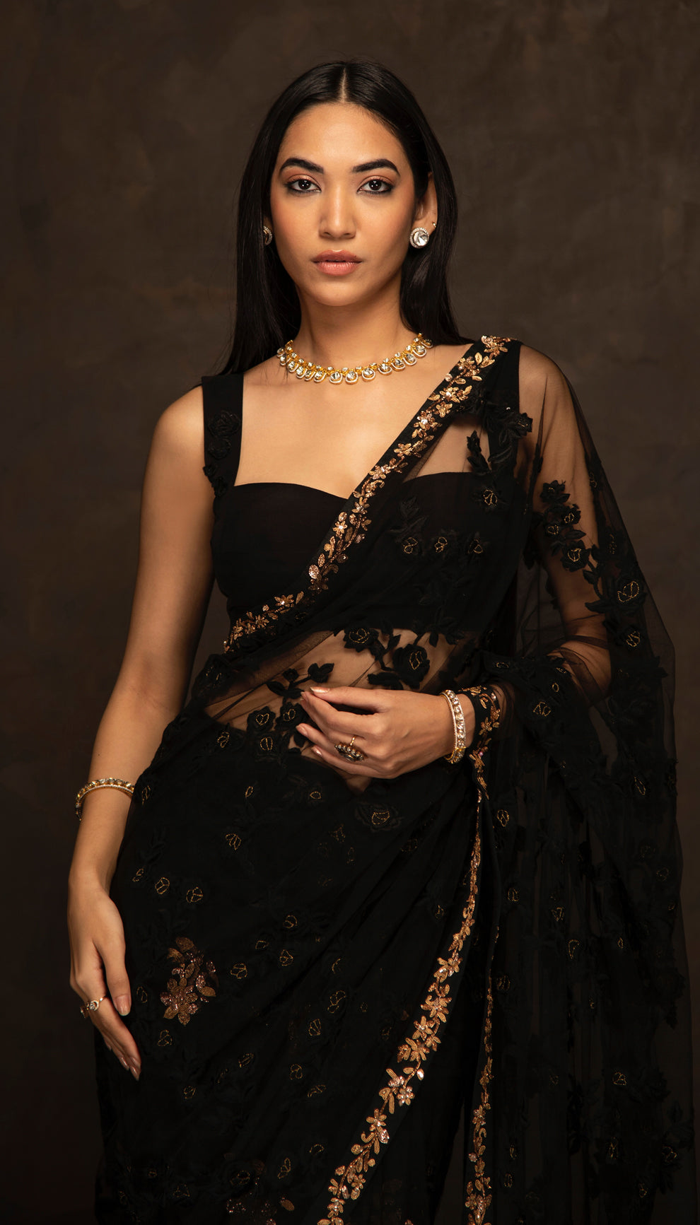 The Black Tulle Saree