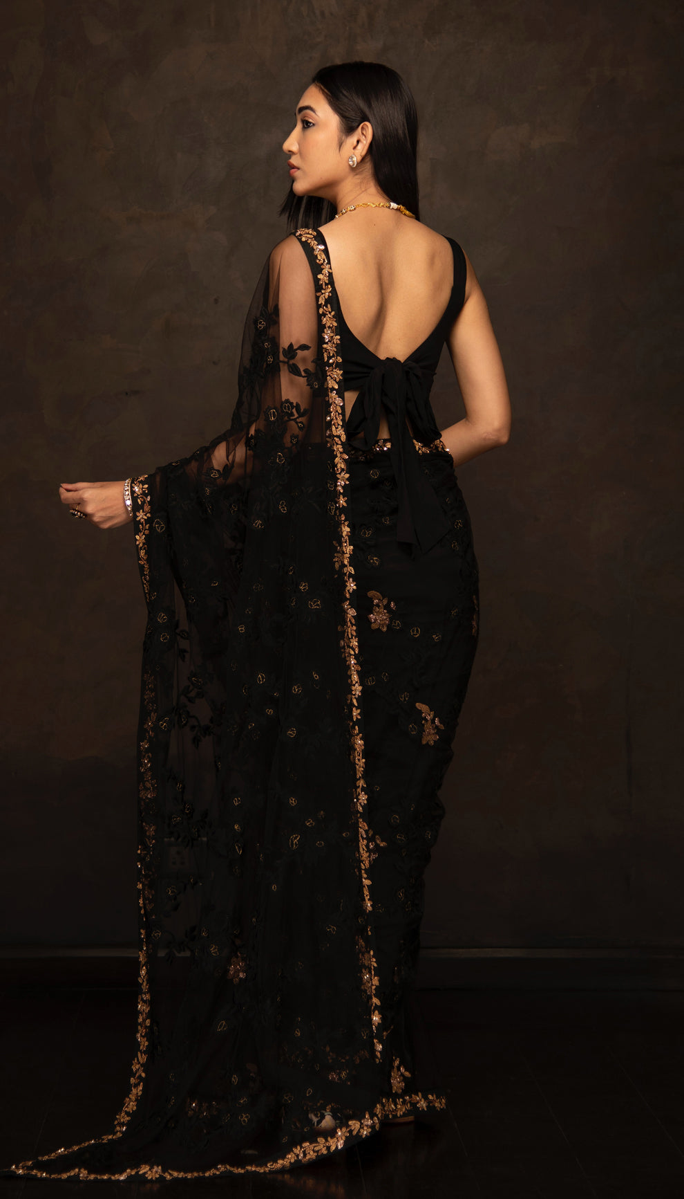 The Black Tulle Saree