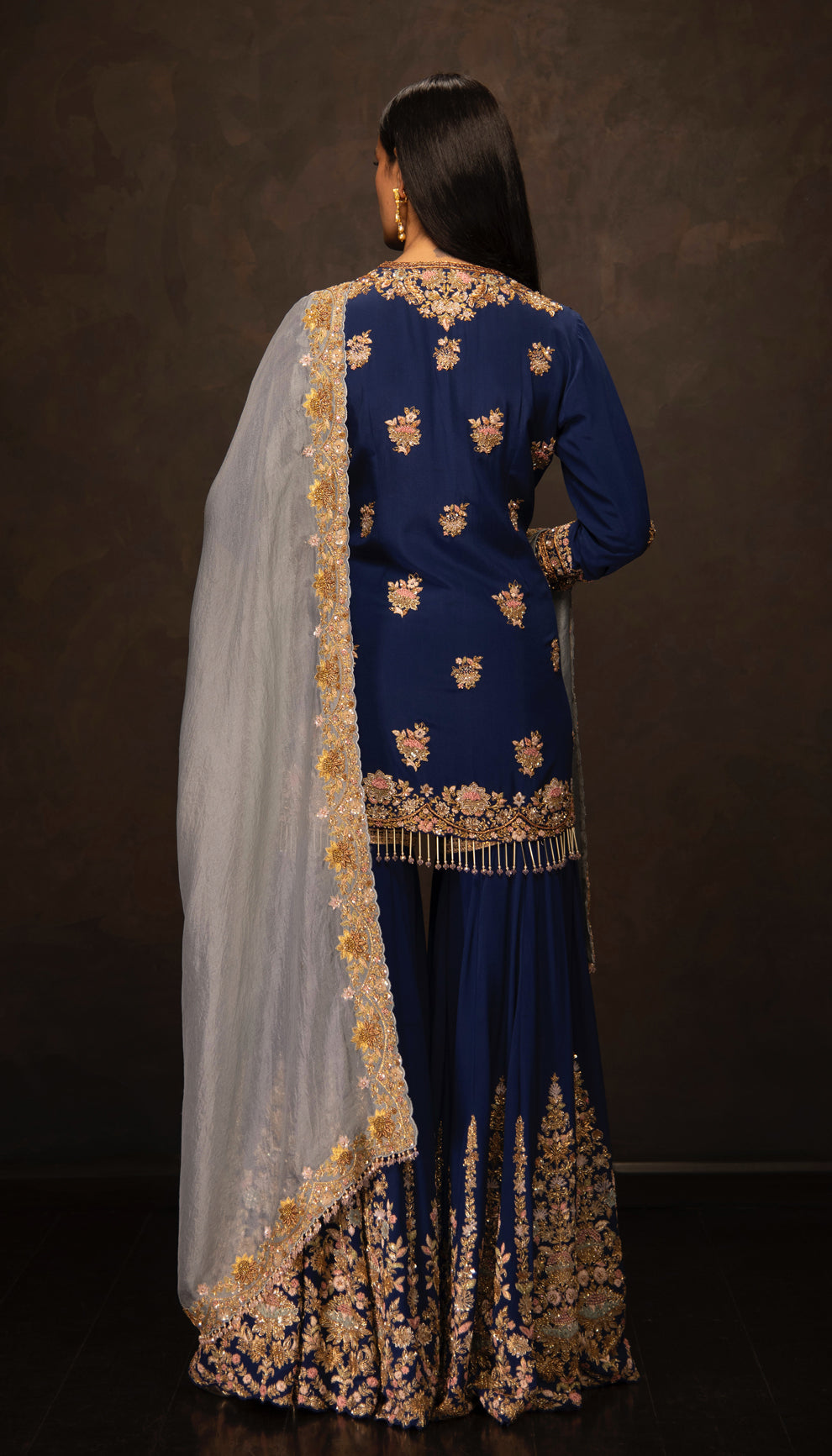 The Midnight Blue Zardozi Embroidered Sharara Set