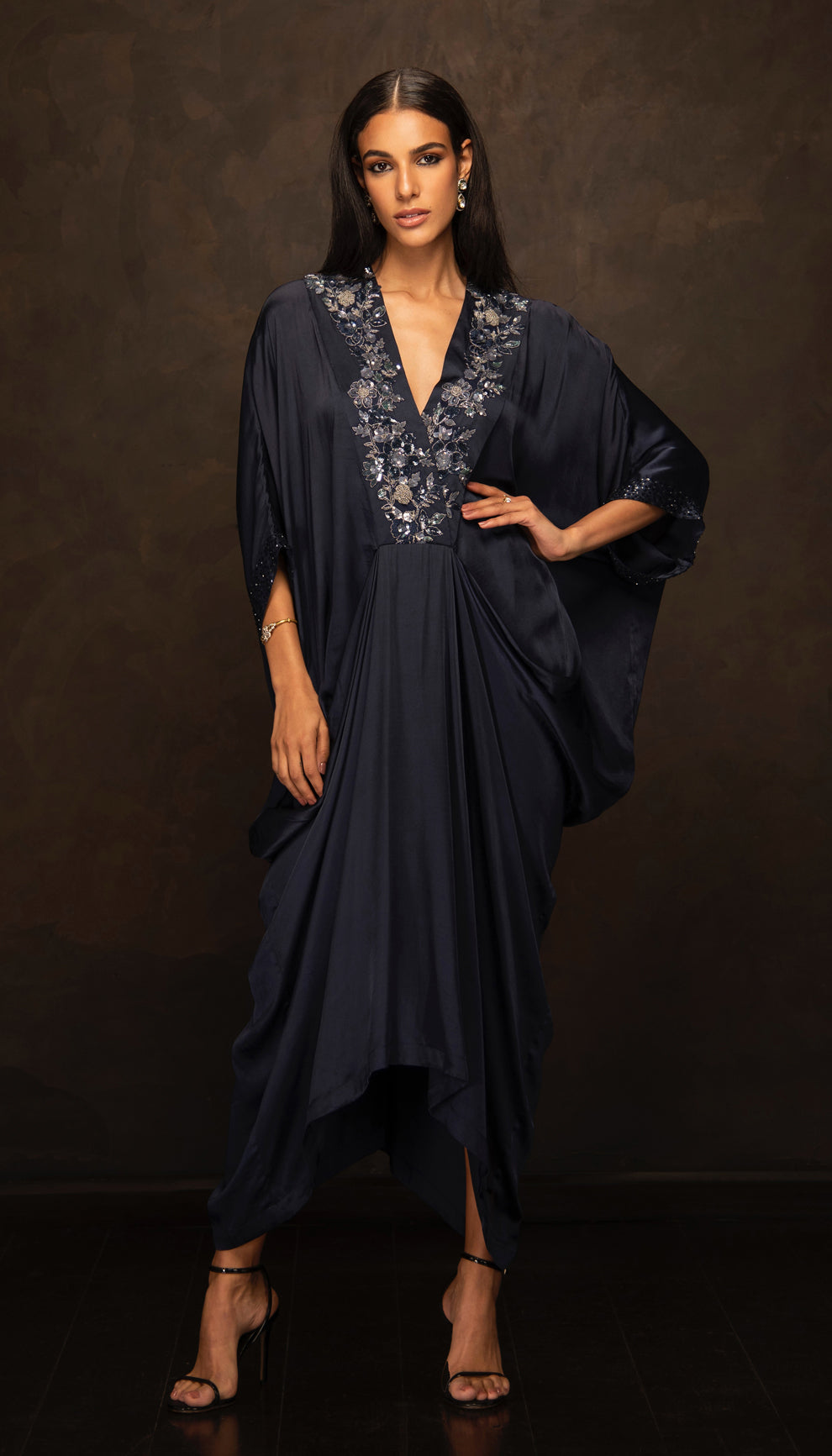 The Midnight Blue Satin Kaftan