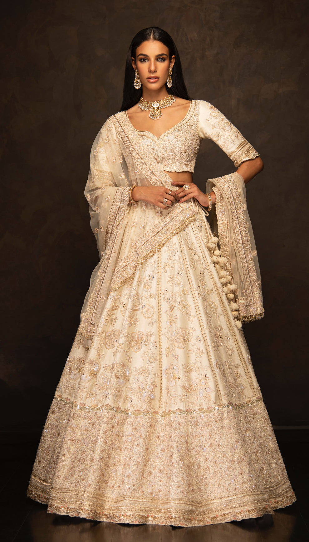 The Ivory Raw Silk Lehenga