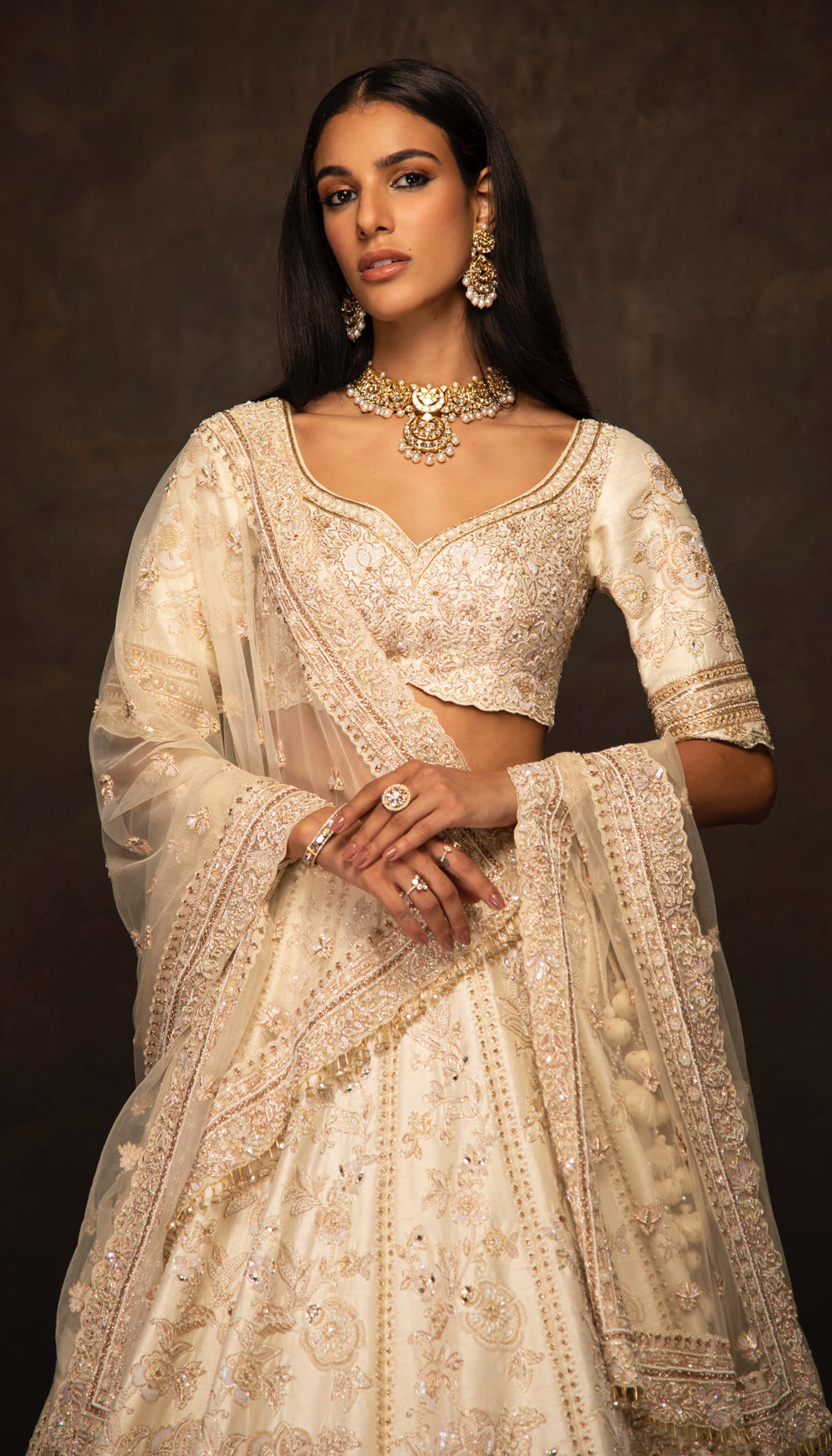 The Ivory Raw Silk Lehenga