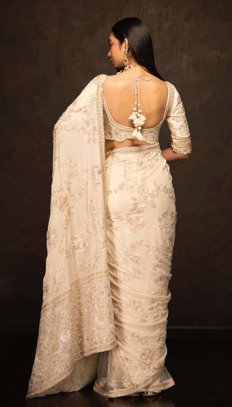 The Ivory Crepe Silk Saree