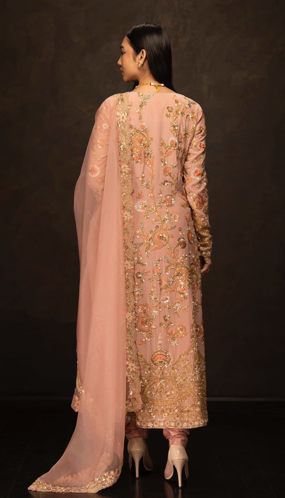 The Blush Pink Crepe Silk Kalidar