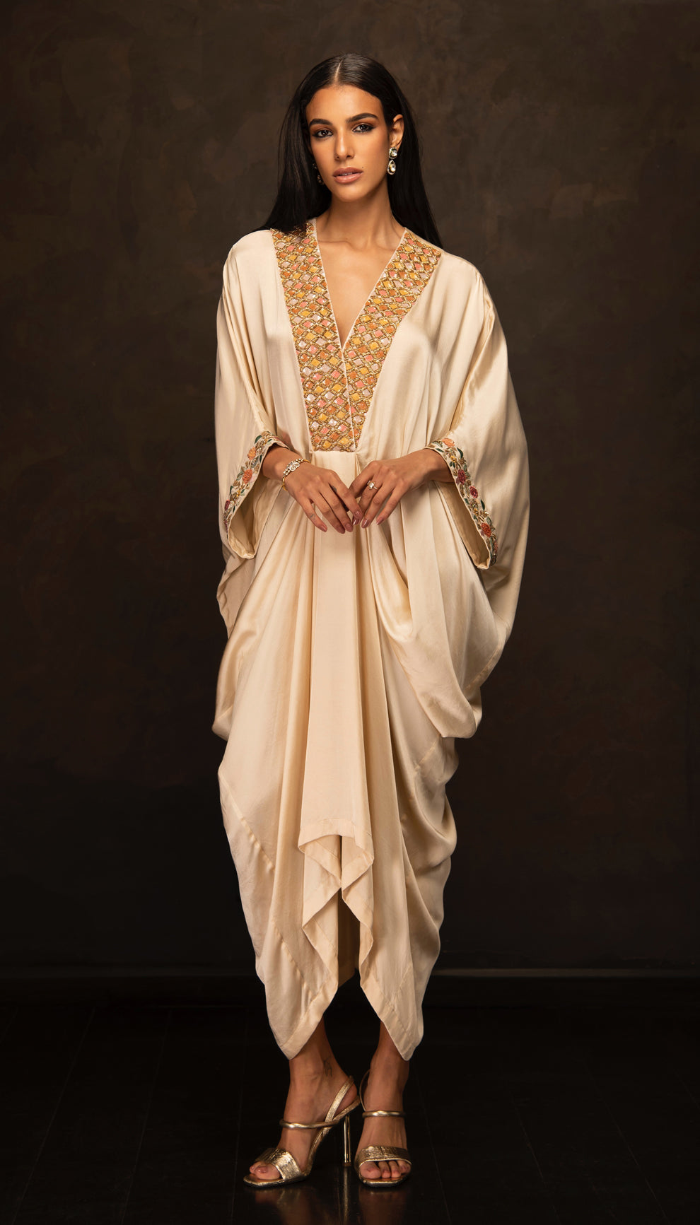 The Muted Ivory Viscose Satin Kaftan