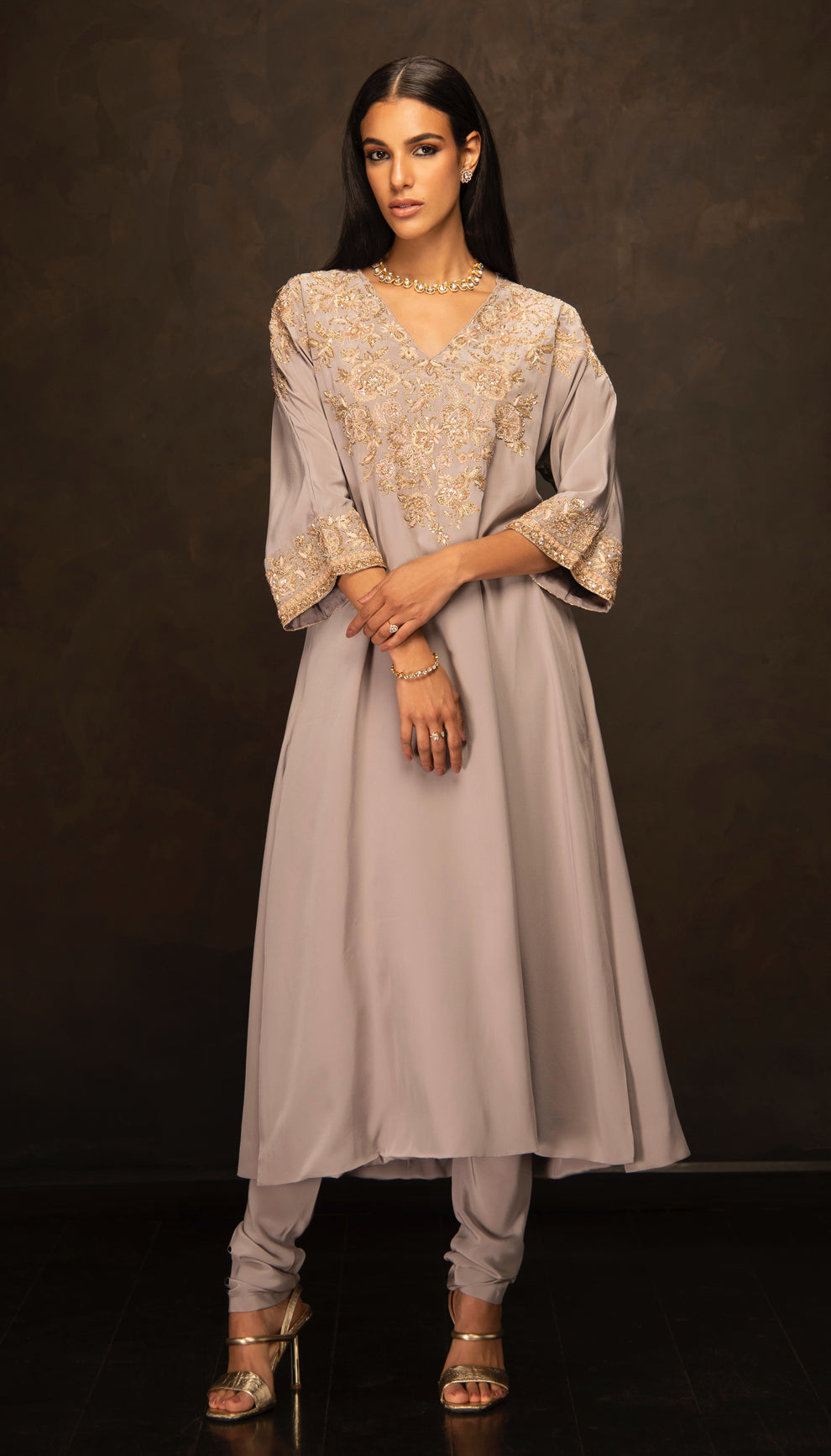 The Grey Crepe Silk Kurta Set