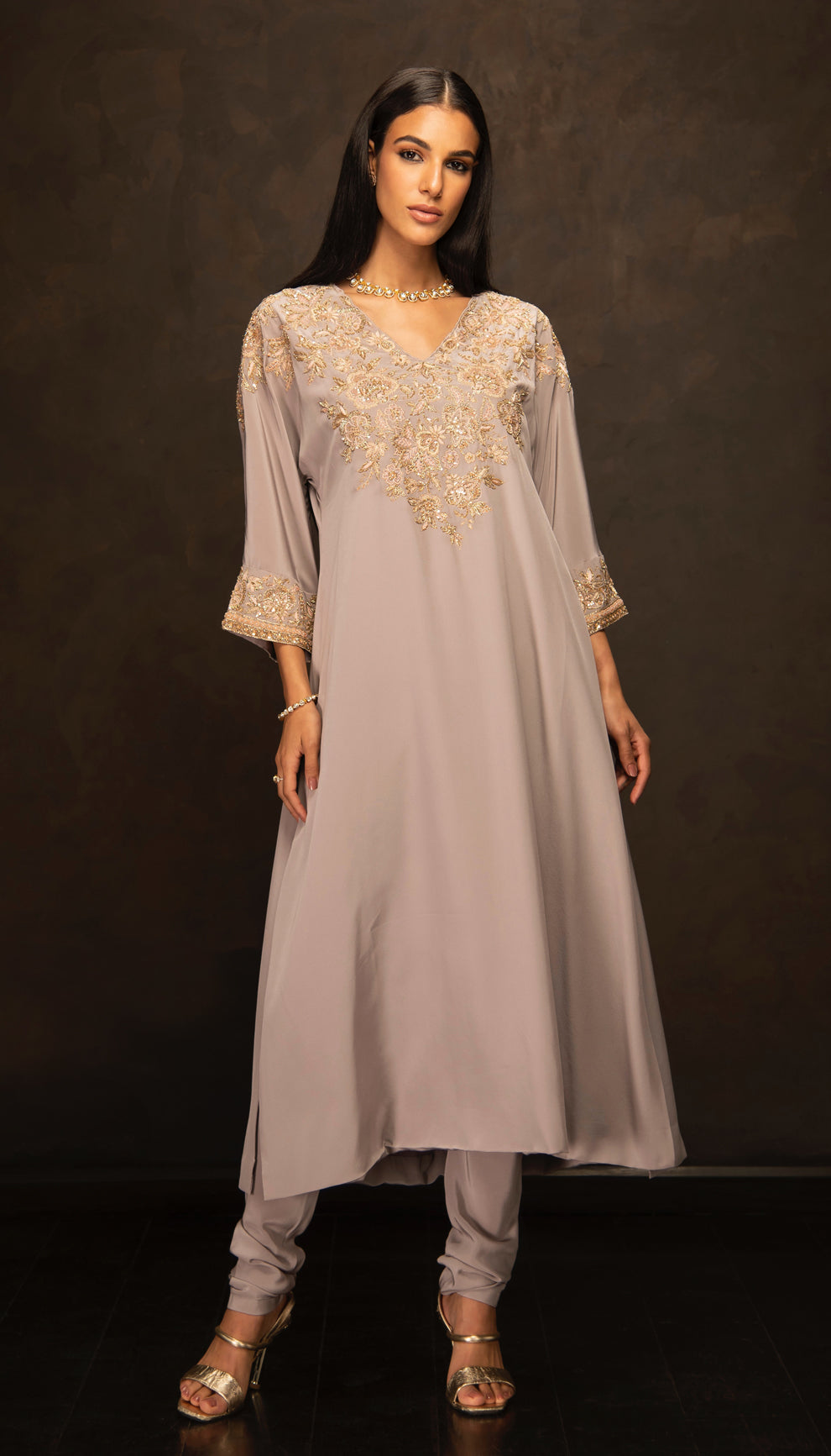 The Grey Crepe Silk Kurta Set