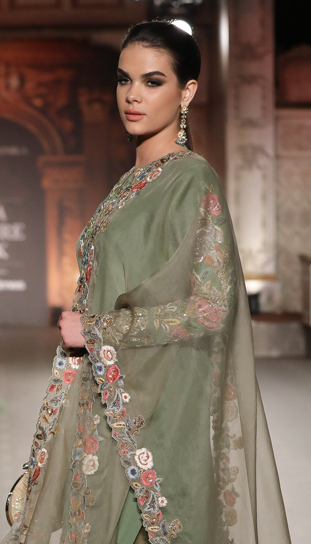 A Muted Olive Crepe Silk Kurta