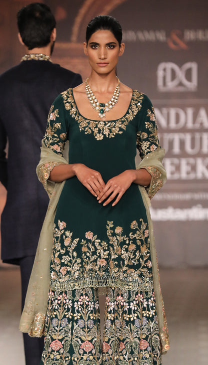 An Emerald Green Panelled Sharara