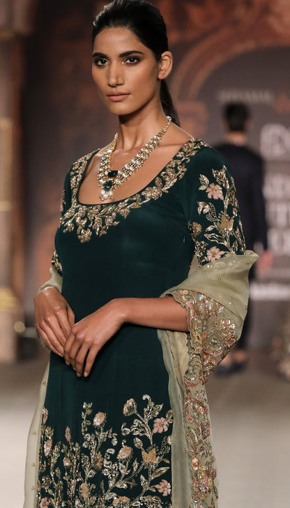 An Emerald Green Panelled Sharara