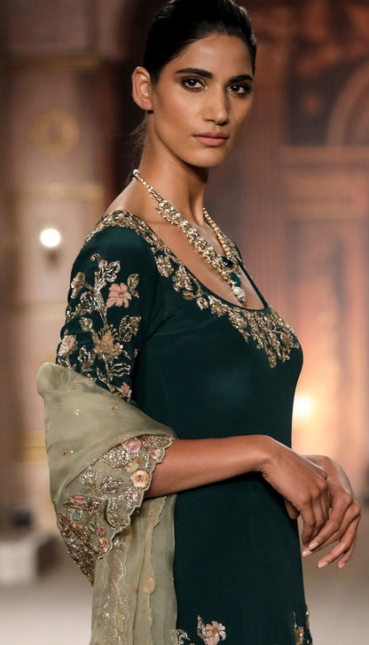 An Emerald Green Panelled Sharara