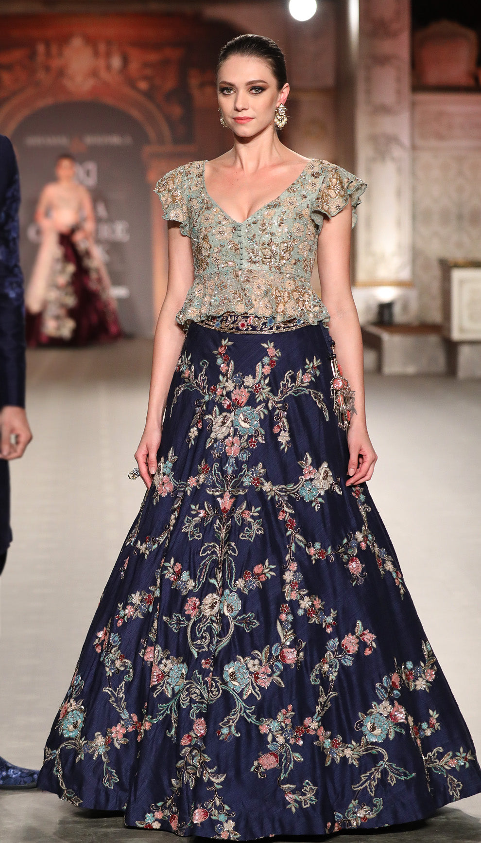 The Muted Blue Meenakari Lehenga