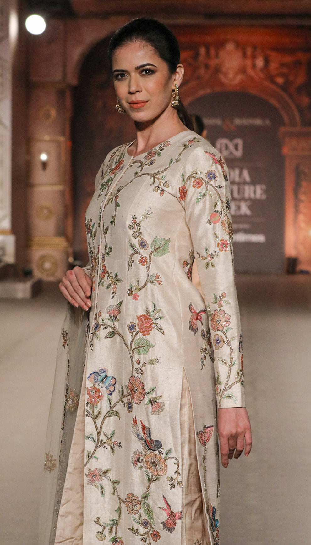 A Crisp Raw Silk Muted Ivory Sherwani