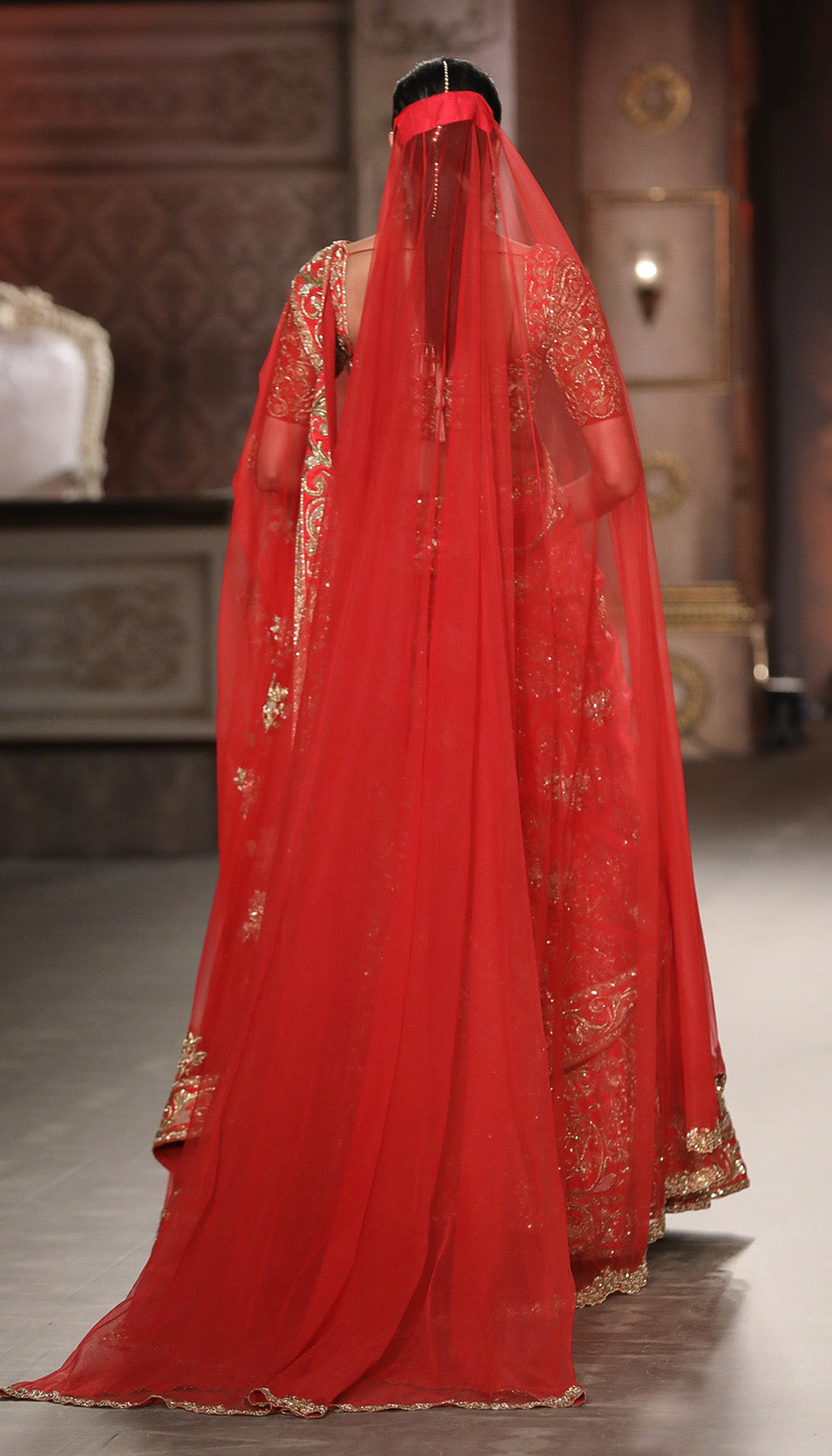 A Fiery Red Raw Silk Lehenga