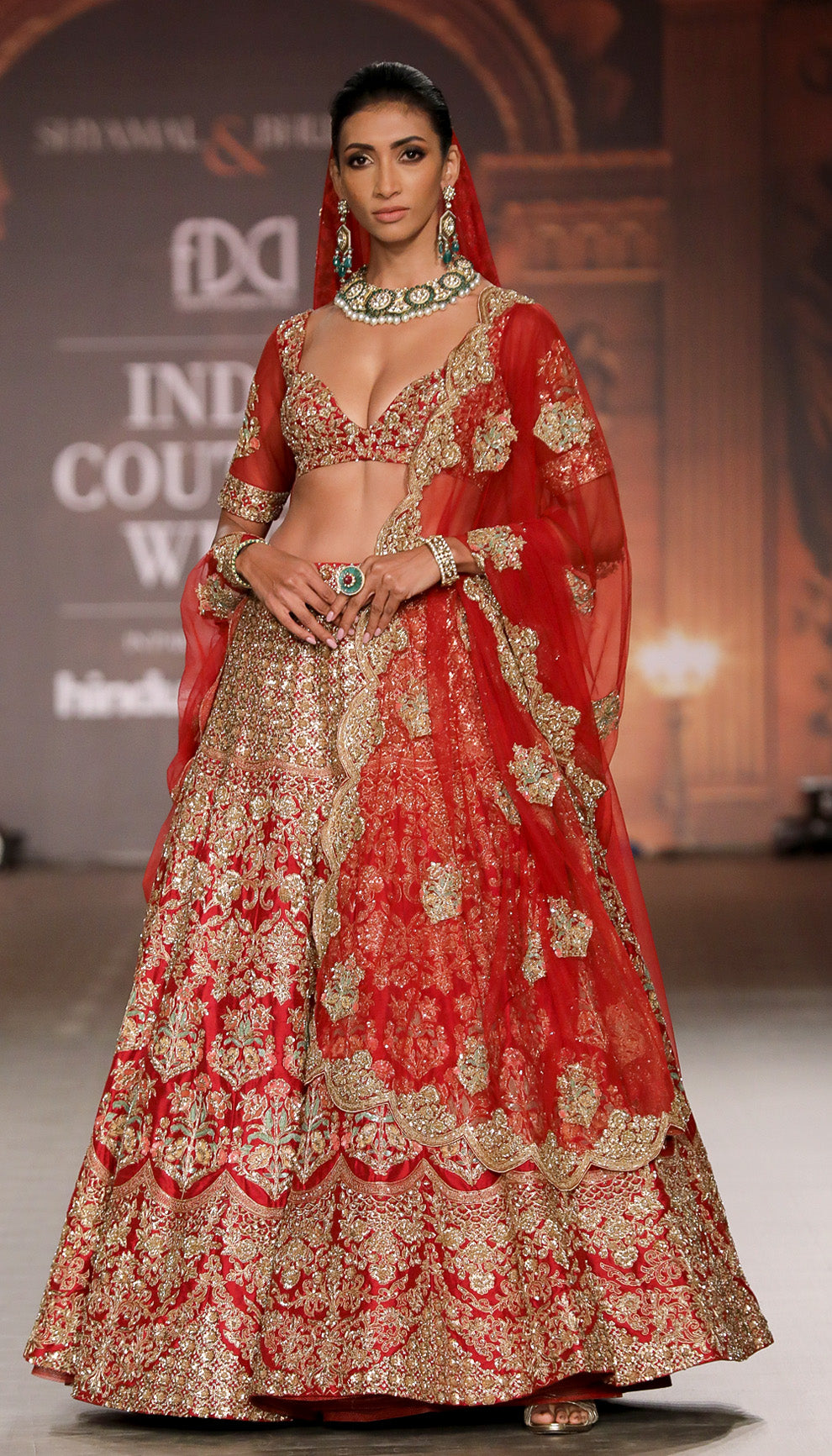 A Deep Red Raw Silk Lehenga