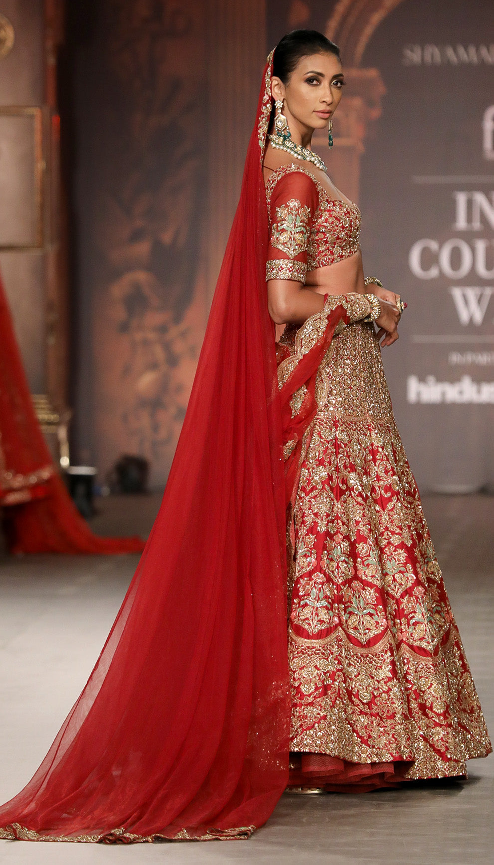 A Deep Red Raw Silk Lehenga