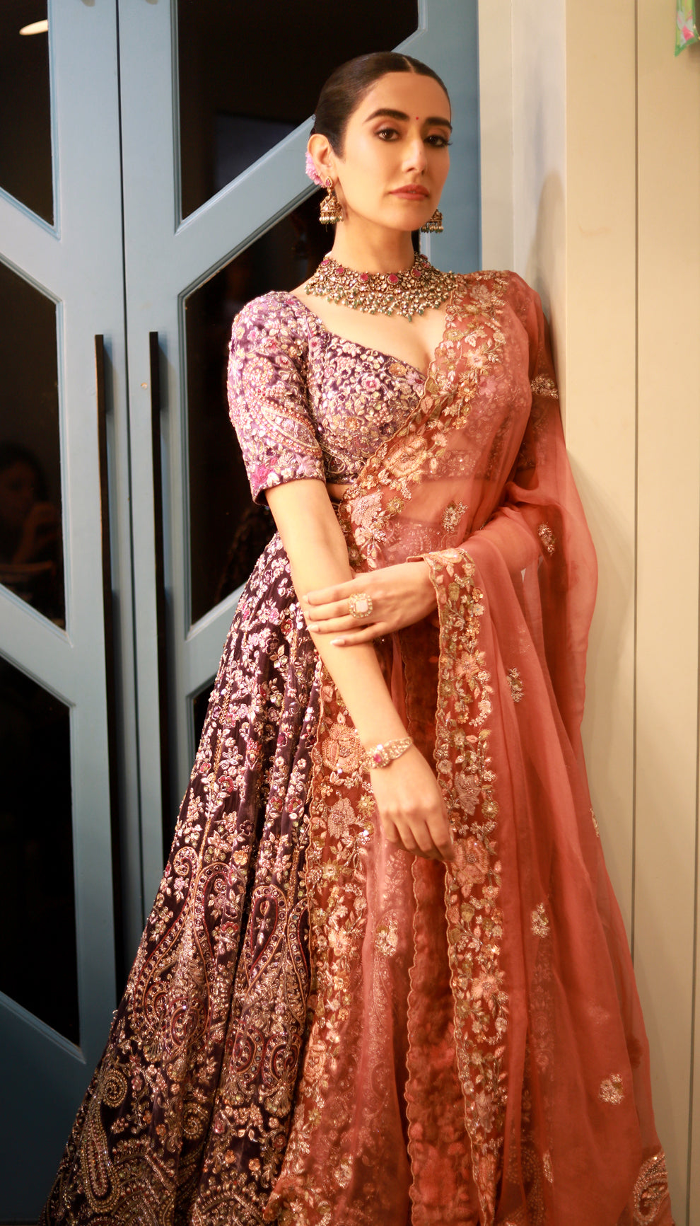 Jonita gandhi in the Imperial Paisley Lehenga by shyamal & bhumika