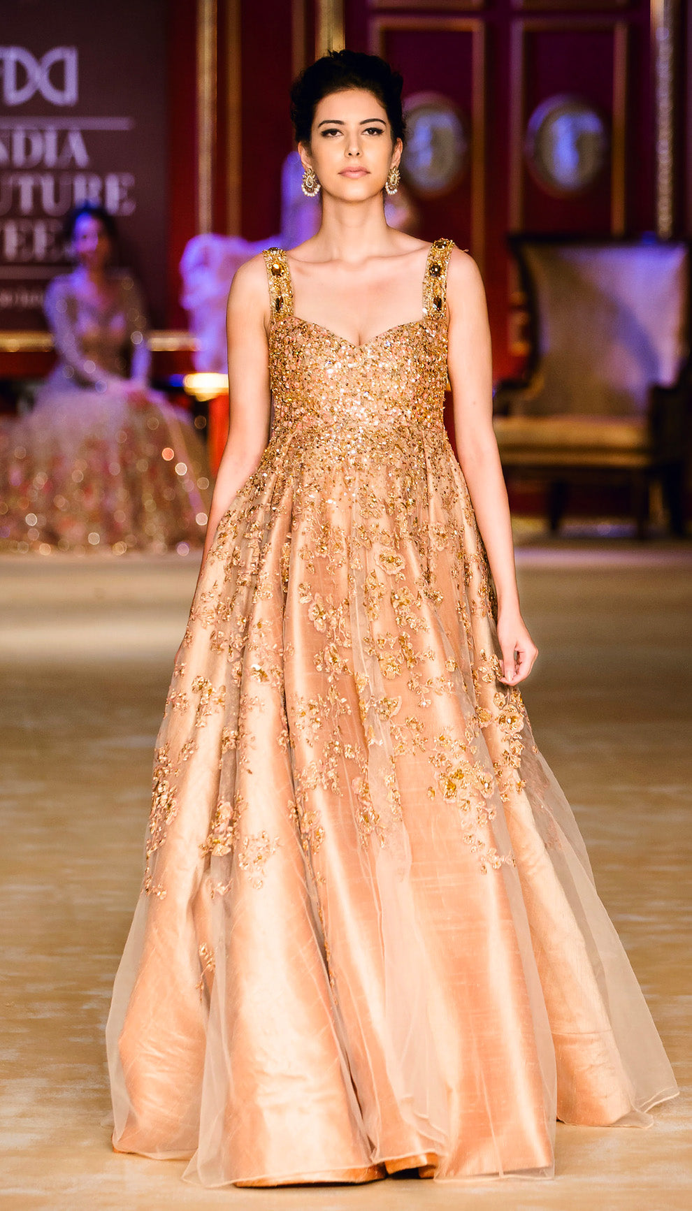 The Champagne Gold Embellised Tulle Gown