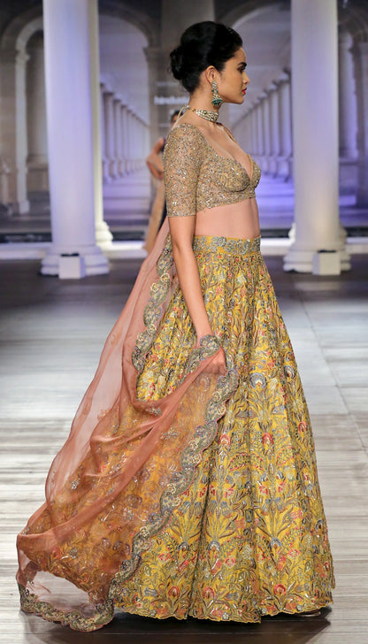 Vintage Ochre Silk Lehenga