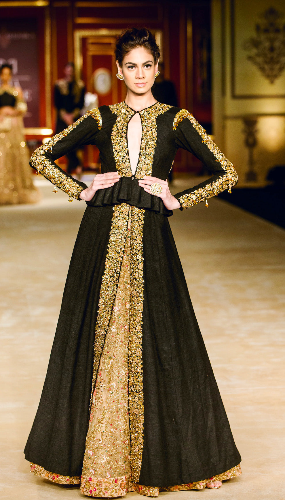 The Black Matka Silk Jacket Lehenga
