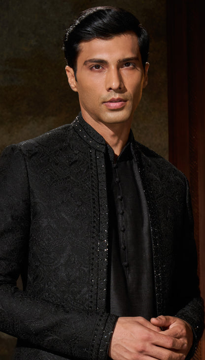 A Cobalt Black Raw Silk Jacket