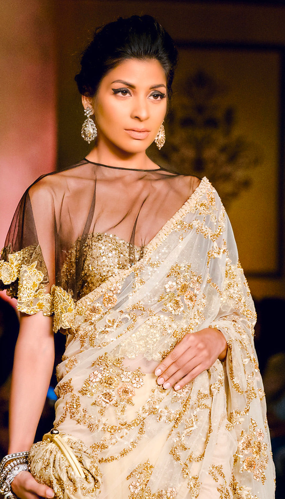 The Champagne Tulle Saree