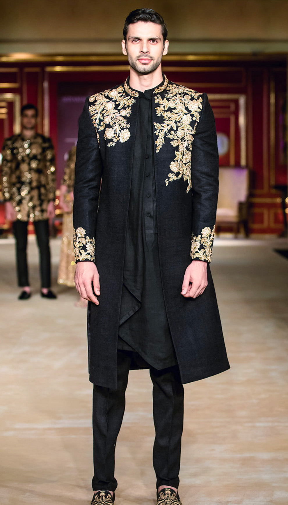 The Black Matka Silk Embroidered Long Jacket