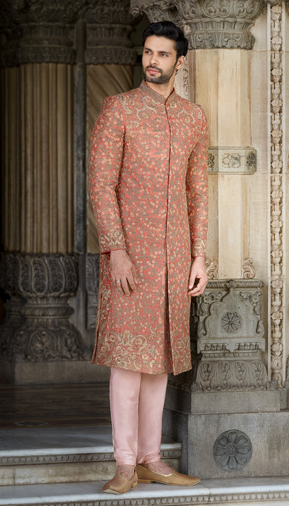 A Muted Peach Sherwani