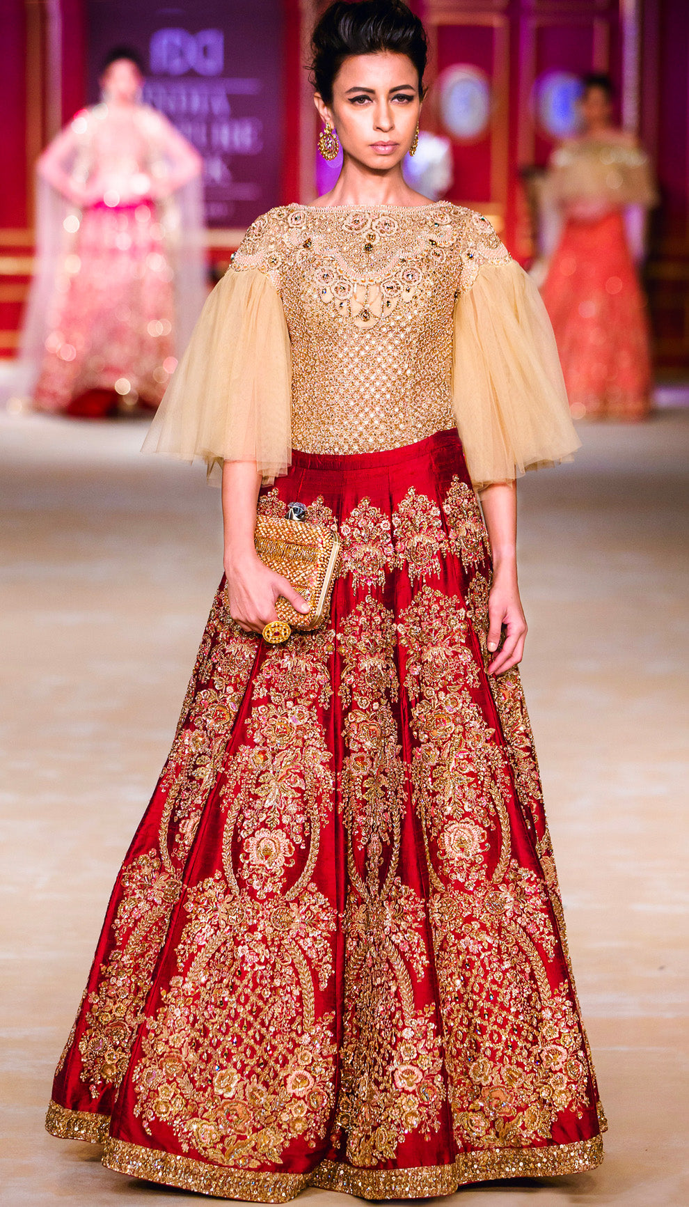 The Red Raw Silk Embroidered lehenga