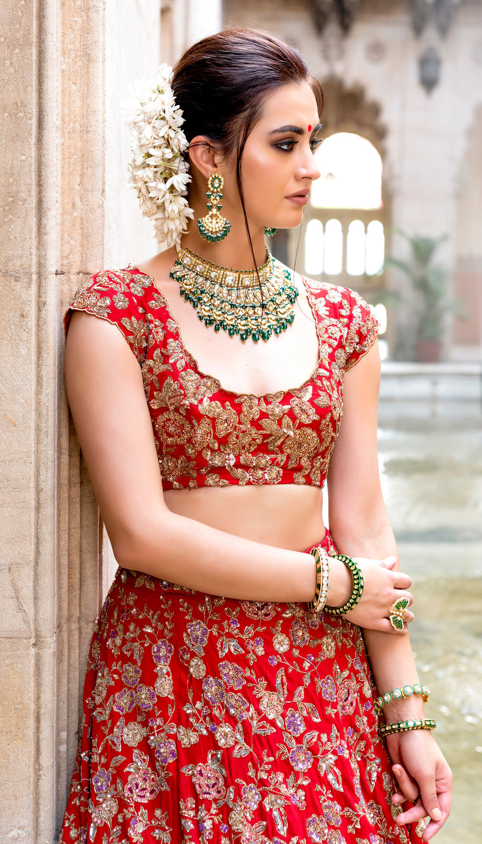 Phool Kinaar Lehenga: Peeta Embroidered Cutwork with Baroque Motifs & Floral Hem